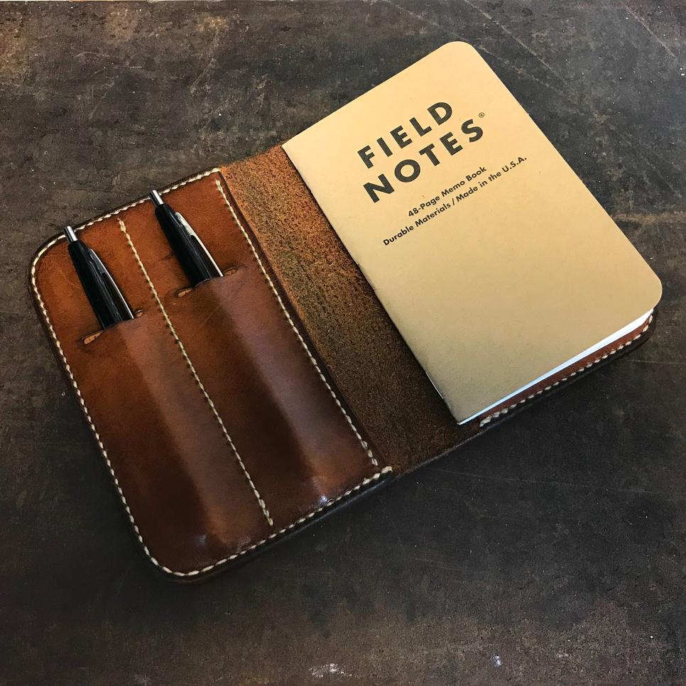 Brown leather field notes journal  hand stitched