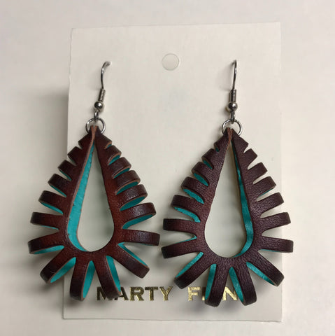 Katy style earrings dark brown and turquoise